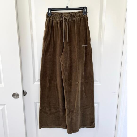 Urban Outfitter iets Frans Wide Leg Velvet Velour Pants Brown XS - Picture 1 of 6